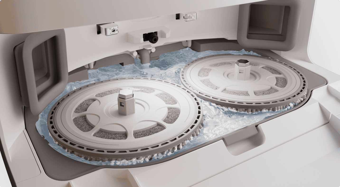 שואב אבק רובוטי Qrevo 5AE מבית Roborock שטיפה עצמית למגב - תהליך ניקוי דינמי ב-3 שלבים