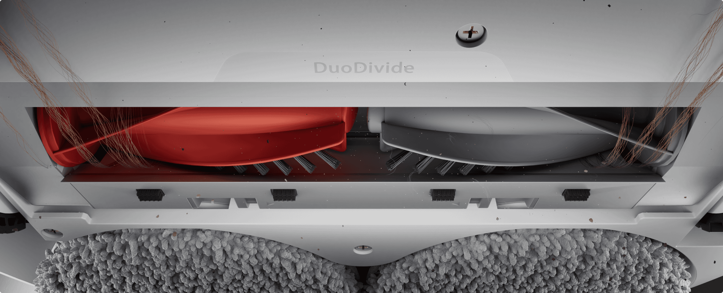 שואב אבק רובוטי Qrevo 5AE מבית Roborock אפס קשרים. הגנה כפולה. מברשת ראשית DuoDivide™